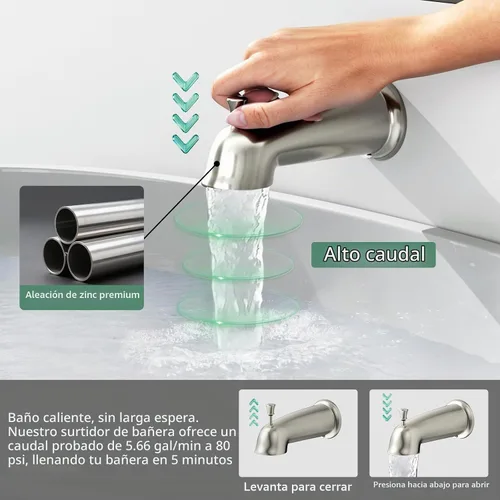 Vista 7 de SunCleanse Juego de grifo de bañera de níquel cepillado de 8 ", válvula