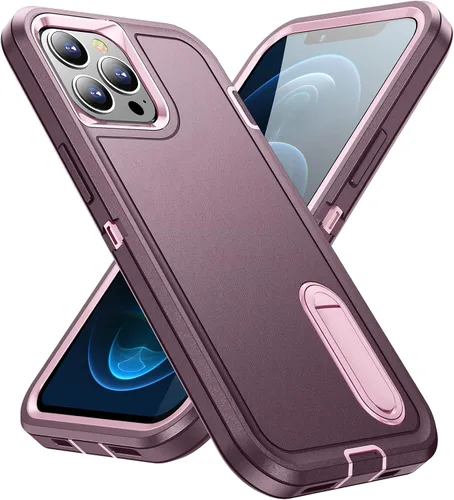 Vista 10 de IDweel Funda para iPhone 12 Pro Max con soporte, protección resistente, a prueba de golpes, antiarañazos, ajuste delgado, funda protectora
