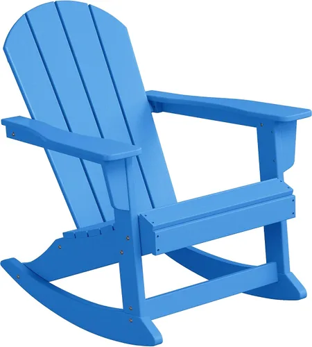 Vista 52 de WestinTrends Silla mecedora Malibu de poliéster para exterior/patio Adirondack, Negra