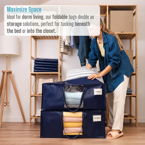 Vista 5 de VENO Paquete de 6 bolsas de mudanza resistentes, bolsas de embalaje con ventana transparente, alternativa a las cajas de mudanza, contenedores