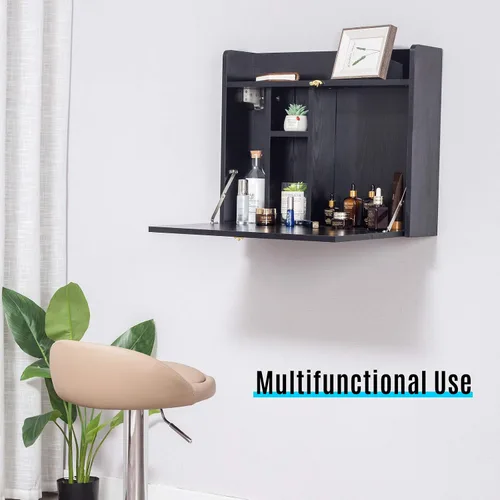 Vista 7 de YU YUSING Mesa montada en la pared, multifuncional, plegable, montado en la pared, escritorio para computadora portátil con compartimentos