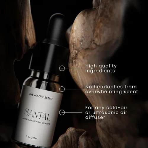 Vista 3 de Aceite Difusor Santal de The Magic Scent - Fragancia - Frío y Ultrasónico - Aceite Esencial de Sándalo - Aceites Difusores de Aromas para el Hogar
