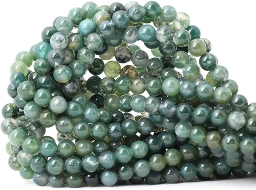 Vista 26 de Cuentas redondas sueltas de ágata estilo antiguo vena de dragón de 6mm, cuentas para diseño de joyas, 60 cuentas Ágata de vena de dragón