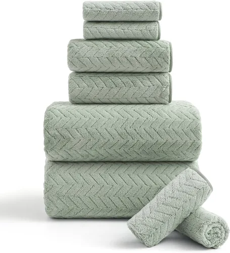Vista 32 de Ferdilan Juego de 8 toallas de baño extra grandes, 2 toallas de baño de gran tamaño (35 x 70 pulgadas), 2 toallas de mano, 4 toallas para la cara