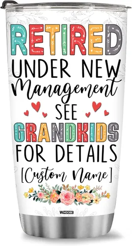 Vista 17 de WHIDOBE Vaso de jubilado personalizado (1 niño) personalizado jubilado bajo nueva administración, mira a los nietos para obtener detalles, vaso