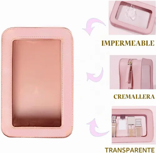 Vista 5 de WMM Bolsa de maquillaje transparente, Negro, Sencillo