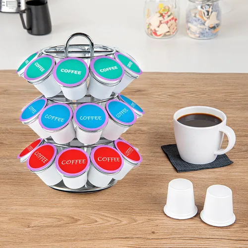 Vista 5 de Restaurantware - Soporte para cápsulas de café de 6.69 x 6.69 x 8.66 pulgadas, organizador de cápsulas de café de hierro para 27 K-Cup, cajón