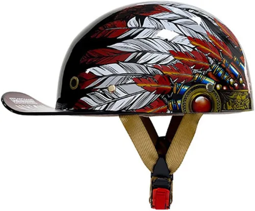 Vista 17 de Gorra de béisbol ligera, medio casco para adultos, aprobado por DOT, para hombres y mujeres, casco retro de 3/4 de cara abierta, diseño fresco
