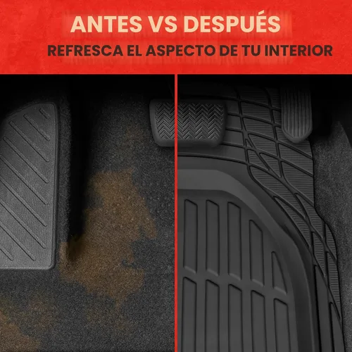 Vista 5 de Motor Trend -2 alfombrillas delanteras para el piso del automóvil- Forros de contorno FlexTough negros - Alfombrillas de goma resistentes