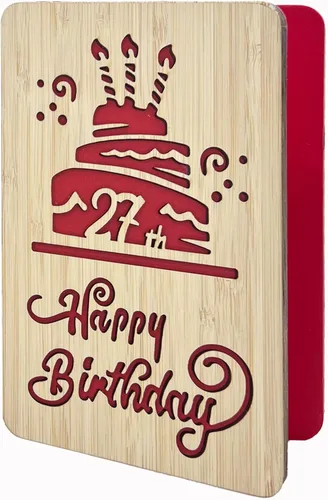 Vista 11 de Tarjeta de felicitación de feliz cumpleaños número 21, tarjeta de cumpleaños hecha a mano, tarjetas de felicitación de madera, tarjeta de cumpleaños