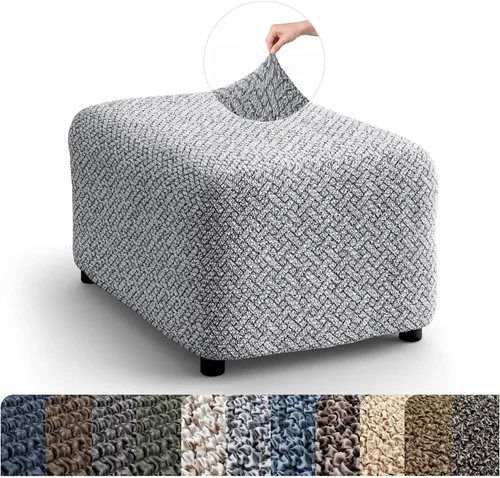 Vista 12 de PAULATO BY GA.I.CO. Funda para otomán - Funda extensible para taburete - Protector de puf para mascotas y niños - Funda suave para otomán - Fundas