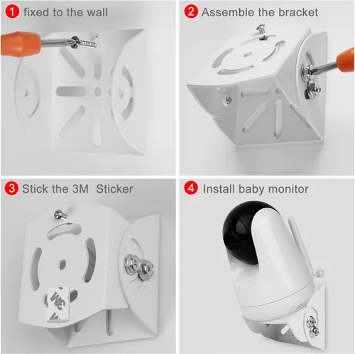 Vista 5 de Uogw Soporte para monitor de bebé, compatible con cámara VAVA VA-IH006/VA-IH009/Hipp, soporte de montaje en pared de ángulo ajustable