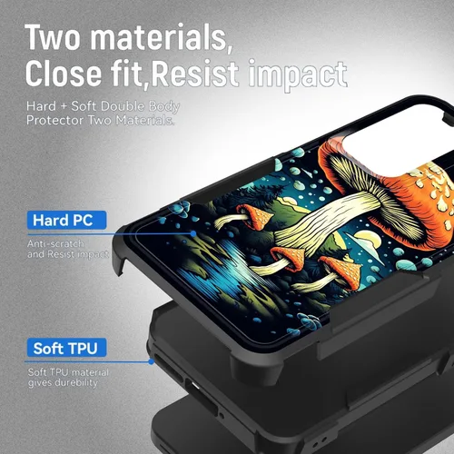 Vista 748 de Funda para Galaxy A14 5G, resistente de doble capa híbrida de policarbonato duro, goma suave, a prueba de golpes, funda protectora resistente