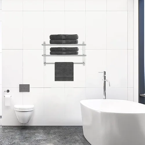 Vista 7 de LUANT Estante de baño de 3 niveles para montaje en pared con barras de toalla