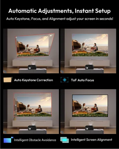 Vista 5 de Daytime 4K Projector【Google TV / 2300 ANSI】Smart Movie Projector with WiFi 6 and Bluetooth, 38W Dolby ToF Autofocus NFC/Voice Control HDMI ARC, Home