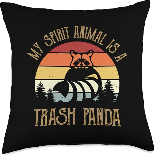 Vista 4 de My Spirit Animal Is A Trash Panda Funny Animal Raccoon Lover Throw Pillow