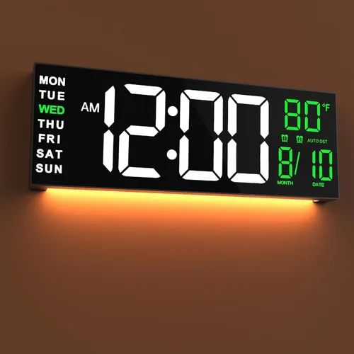 Vista 14 de JALL Reloj de pared grande de 16" digital con montaje en pared, temporizador de cuenta regresiva, alarma, LED grande, color RGB, horario de verano