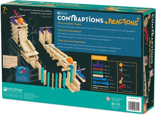 Vista 8 de MindWare KEVA Contraptions Reactions Planks Juguete de construcción – 178 tablas de construcción KEVA (juego de 191 piezas) – Juego de construcción
