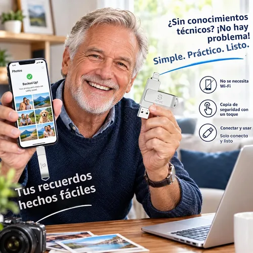 Vista 3 de True Capacity 256 GB MFi certificado iPhone Photo Stick, unidad flash 3 en Plateado