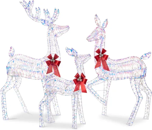 Vista 10 de Best Choice Products Juego familiar de ciervos de Navidad grandes iluminados de 6.5 pies, 3 piezas, decoración de patio al aire libre con 385 luces
