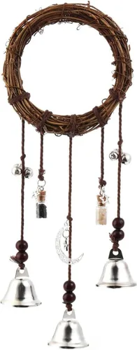 Vista 9 de Campanas de bruja para pomo de puerta para protección Campanas colgantes de viento Campanas decorativas hechas a mano para decoración bohemia