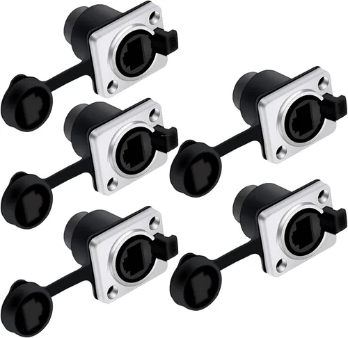 Vista 8 de PENGLIN Acoplador de montaje en panel RJ45, conector de panel RJ45 tipo D, CAT6/5E/CAT5 hembra a hembra, enchufe de paso de red LAN con tapa