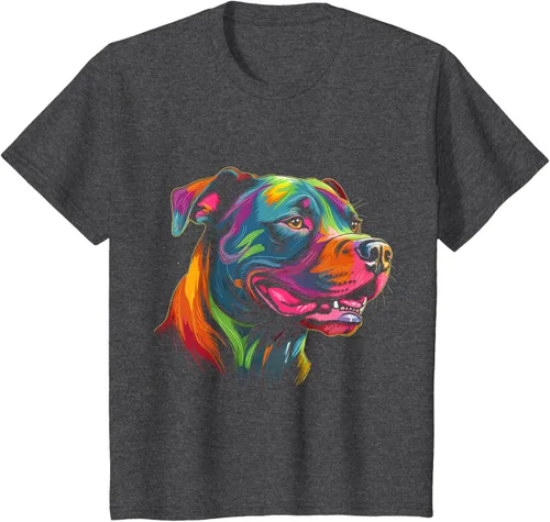 Vista 35 de Pit Bull Mom Dog Lover Colorido Artistic Pitbull Owner - Camiseta para mujer, Negro