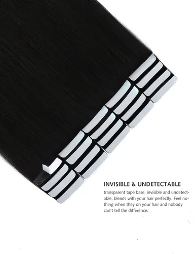 Vista 4 de Yamel Extensiones de cabello humano con cinta, extensiones de cabello negro natural de 10 pulgadas, 20