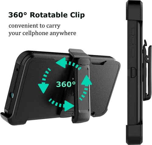 Vista 3 de Moto G Pure - Funda para Motorola G Power 2022 con clip para cinturón con protector de pantalla integrado, soporte protector resistente, resistente