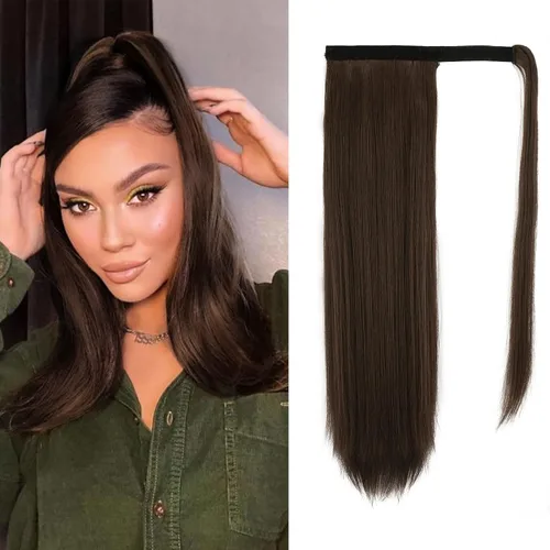 Vista 54 de BARSDAR Extensión de Cola de Caballo Corta y Recta - Extensiones de Cabello de Cola de Caballo con Cordón de 14 Pulgadas en Negro para Mujeres