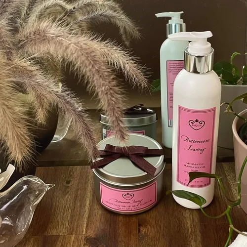Vista 3 de Jaqua Aceite de masaje aromático para spa con aceite de jojoba, sésamo y girasol - Glaseado de crema de mantequilla