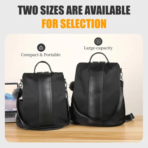 Vista 7 de Mochila impermeable liviana de nailon antirrobo para mujer, Negro, M