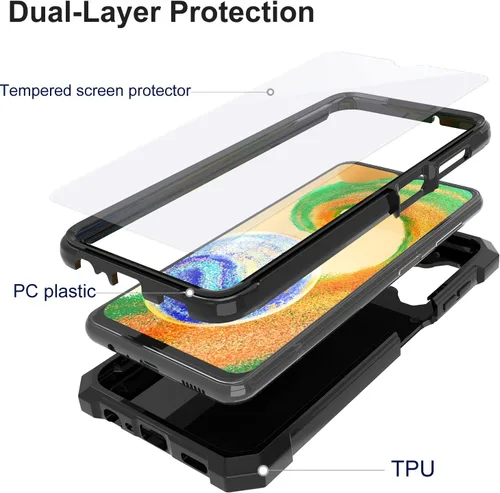 Vista 3 de Ailiber Funda para teléfono Samsung Galaxy A04S, funda A13 con protector de pantalla, protección de estructura de 2 capas, parachoques de TPU