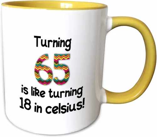 Vista 12 de 3dRose 65 Is Like Turning 18 In Celsius-Humorous - Taza de dos tonos, 11 onzas, color negro