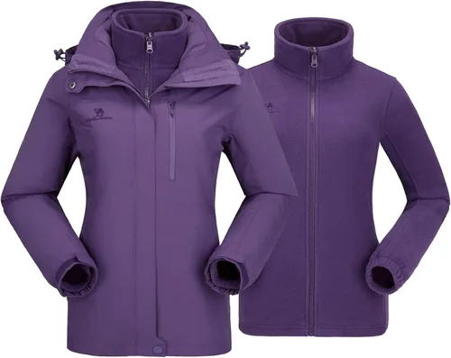 Vista 12 de CAMEL CROWN Chaqueta de esquí impermeable 3 en 1 para mujer, abrigo de invierno rompevientos, chaquetas de snowboard para lluvia, nieve, senderismo