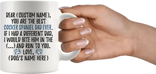 Vista 4 de Taza personalizada de perro Cocker Spaniel para papá, Cocker Spaniel para hombres, taza de perro Spaniel para papá, regalo del dueño del perro
