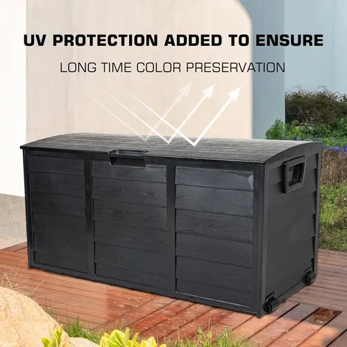 Vista 6 de YUSING - Caja de 76 galones, caja de almacenamiento para exteriores impermeable con ruedas y funda impermeable para cojines de patio y almohadas
