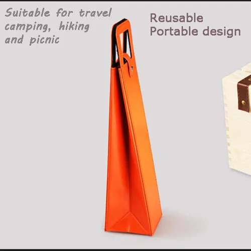 Vista 3 de MINIDUO Bolsa de transporte para vino, bolsa de vino de piel de vino con asas, reutilizable, naranja Negro