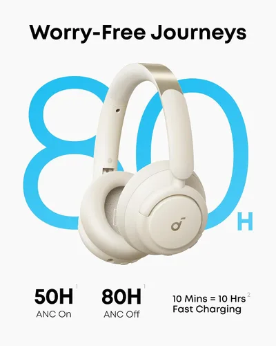 Vista 5 de Soundcore Q30 by Anker, auriculares híbridos con cancelación activa de ruido con bolsa de viaje, con espacio uno, múltiples modos, audio de alta