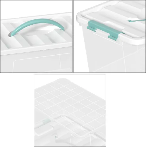 Vista 3 de Cajas de almacenamiento transparentes de 14 cuartos de galón con asas, contenedores de plástico con tapas, 6 paquetes