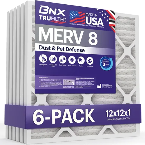 Vista 47 de BNX TruFilter - Filtro de aire MERV 8 de 10 x 10 x 1 pulgadas (paquete de 6) – Fabricado en Estados Unidos – Defensa contra polvo y mascotas