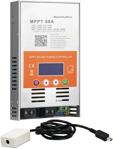 Vista 10 de 60A Controlador de carga solar MPPT V124 – Actualizado, detección automática de 12V/24V/48V, compatible con baterías de plomo-ácido y litio, entrada