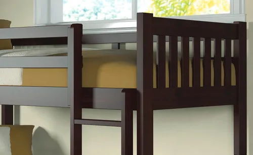 Vista 5 de Donco Kids 120-3-TTWH_505-W - Litera estilo misión con dos cajones debajo de la cama Capuchino oscuro
