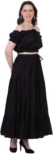Vista 2 de Wevez - Falda de algodón para mujer tamaño grande, estilo danza del vientre