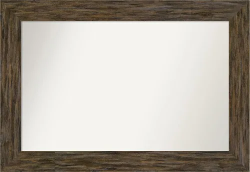 Vista 128 de Amanti Art Espejo personalizado, espejo de baño marrón Fencepost, espejo de pared o espejo de tocador de baño sobre el fregadero (27 x 27 pulgadas)