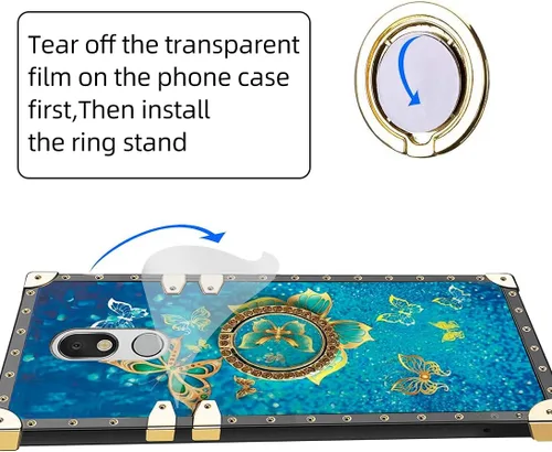 Vista 4 de nancheng Funda cuadrada para LG Stylo 5: Funda de teléfono con patrón de moda para niñas y mujeres con correa de soporte de anillo Funda protectora