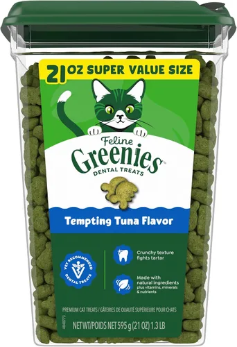 Vista 11 de Greenies Golosinas dentales naturales para gatos adultos recomendadas por veterinarios, tentador sabor a atún, bolsa de 2.1 oz