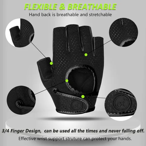 Vista 3 de MOREOK Workout Gloves for Men/Women- [3/4 Finger] [Curved Open Back] Weight Lifting Gloves Gym Gloves for Weightlifting,Exercise,Training,Pull
