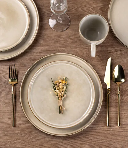 Vista 3 de Juego de platos de cerámica AmorArc, juego de 6, platos de 8.5 pulgadas de esmalte reactivo de gres, platos para postre, ensalada, aperitivo, cena