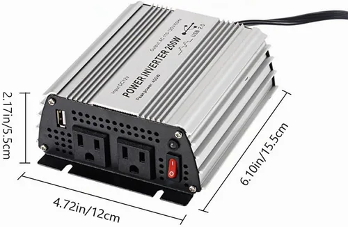 Vista 3 de Inversor de corriente de 200 W CC 12 V, salida 110 V-120 V AC inversor de coche con adaptador de coche USB